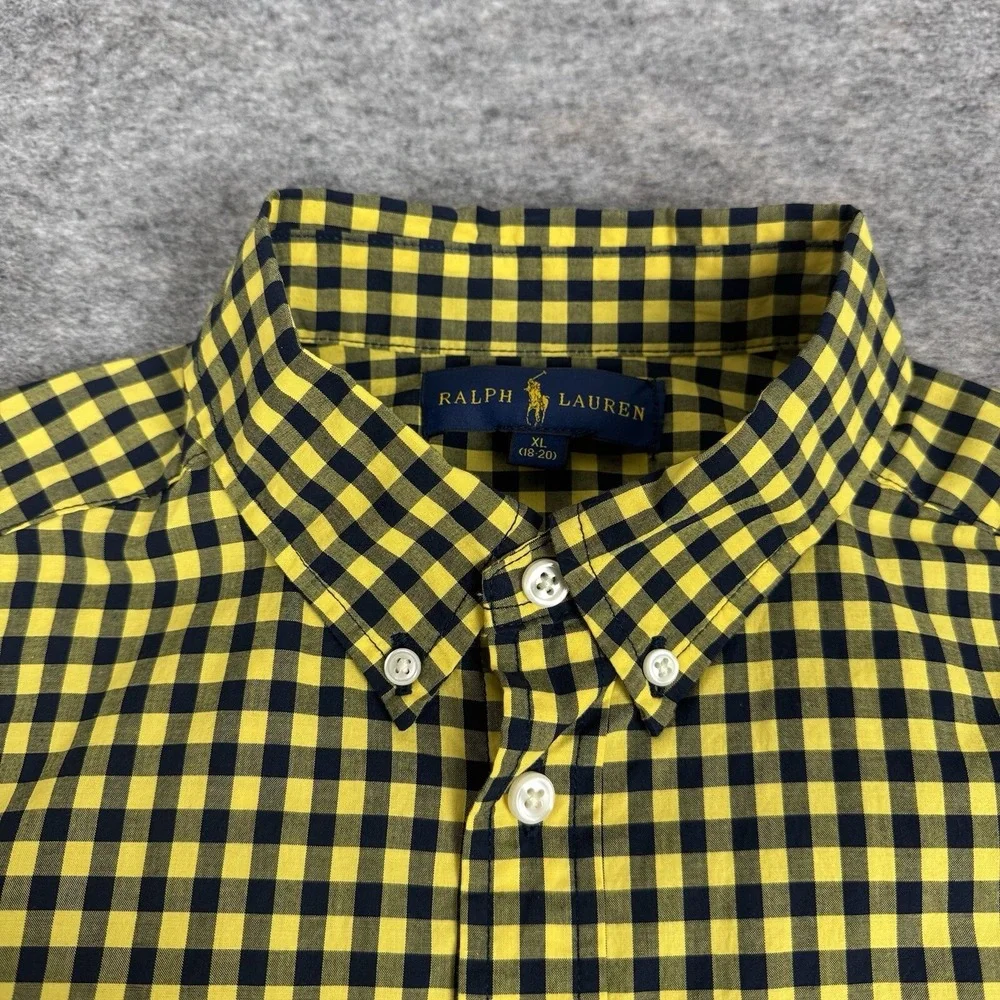 Ralph Lauren Button Down Shirt Long Sleeve Plaid Check Boys XL